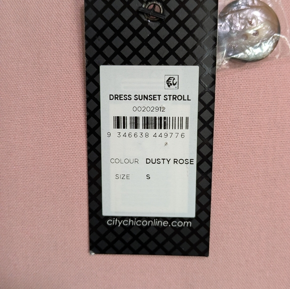 City Chic Linen Midi Dress Dusty Pink Puff Sleeve V-Neck Sundress Size 16, New! - Picture 9 of 12